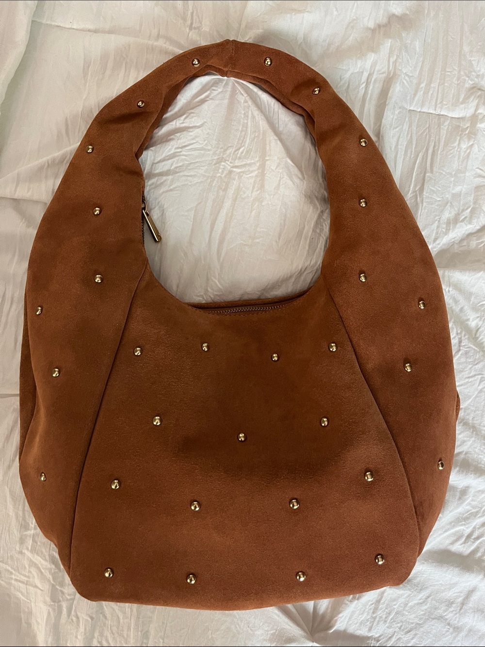 Sam Edelman Brown Suede Leather Studded Hobo Bag